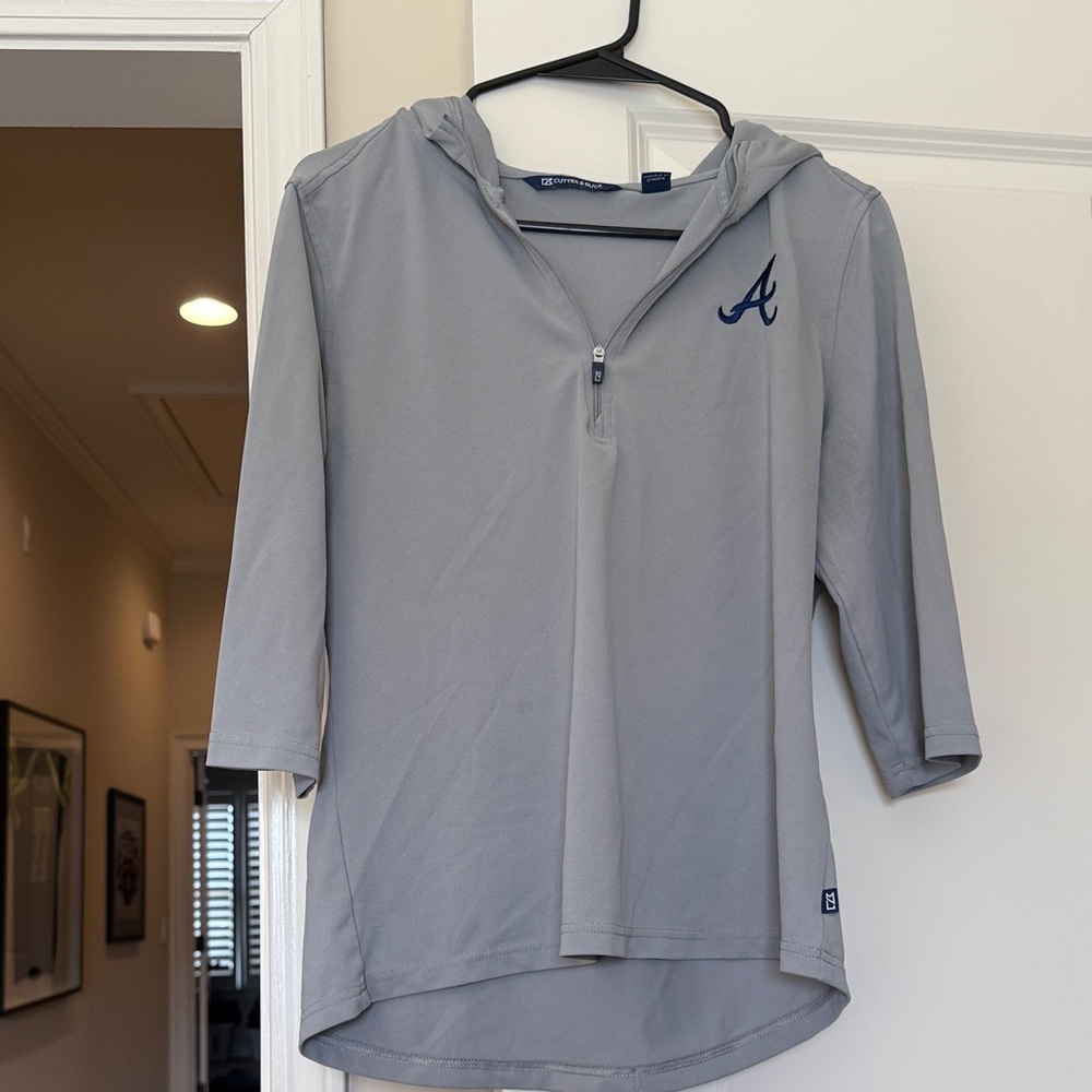 Atlanta Braves Cutter & Buck Gray Short Sleeve Top